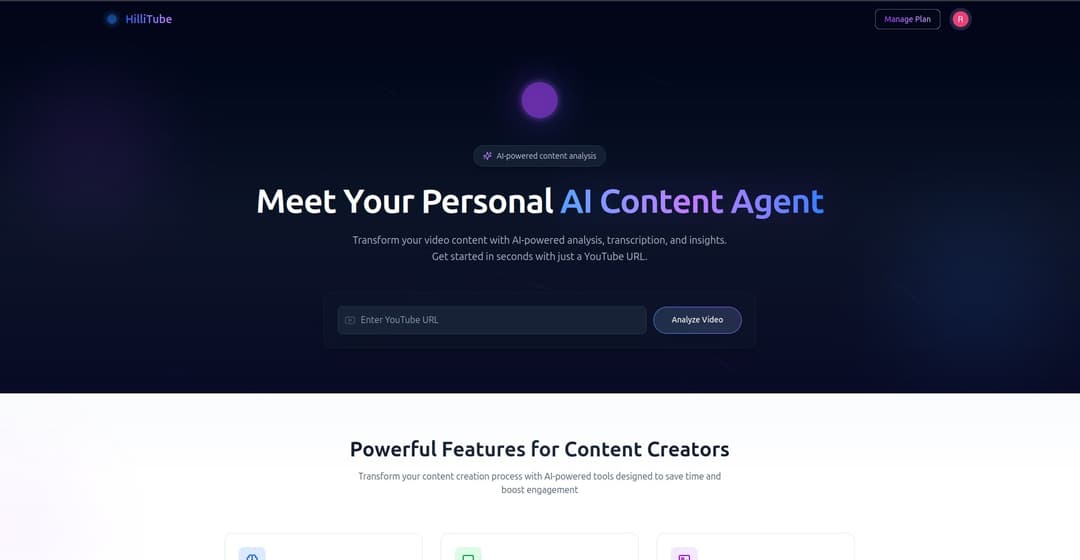  HilliTube: AI Content Analysis & Insights
